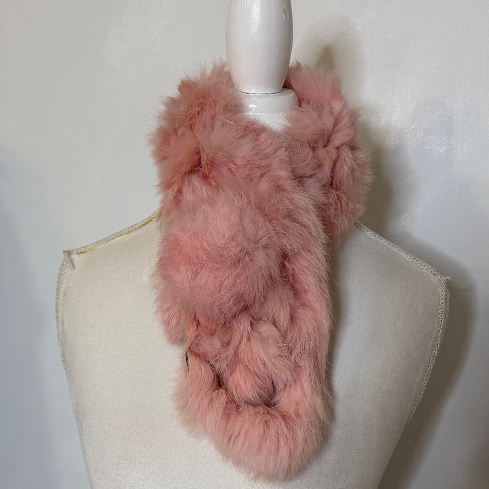 Platania Soft Pink Rabbit Fur Scarf Collar